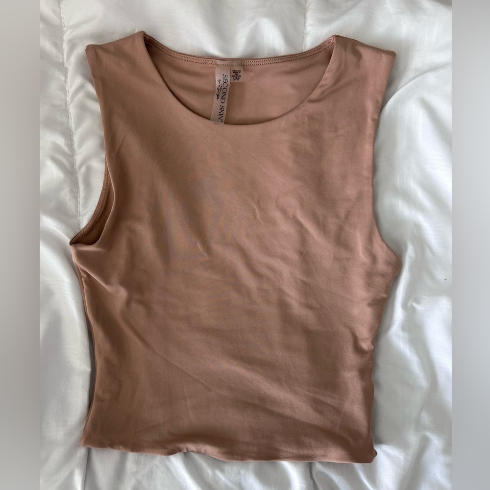 Second Skin Sleeveless Top in Tan